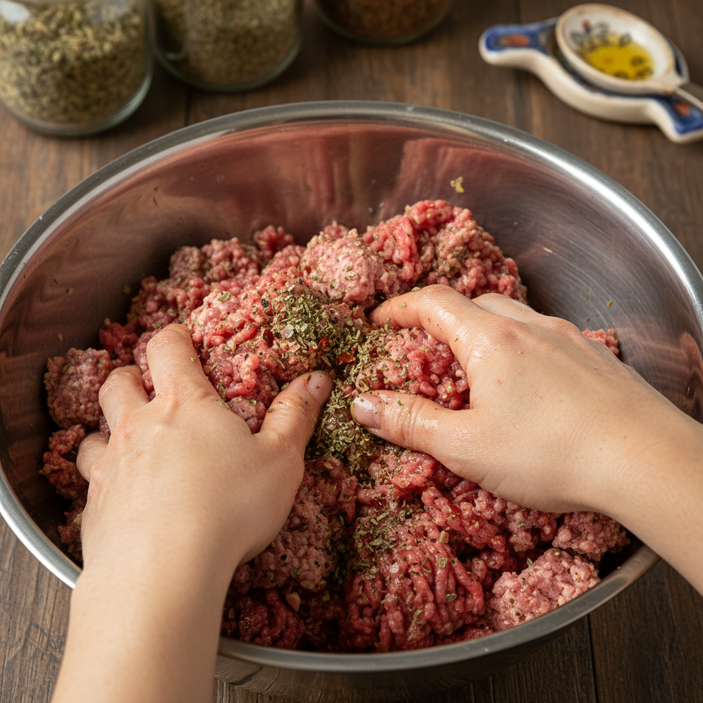 Olive oil heating in Dutch oven for spaghetti sauce
