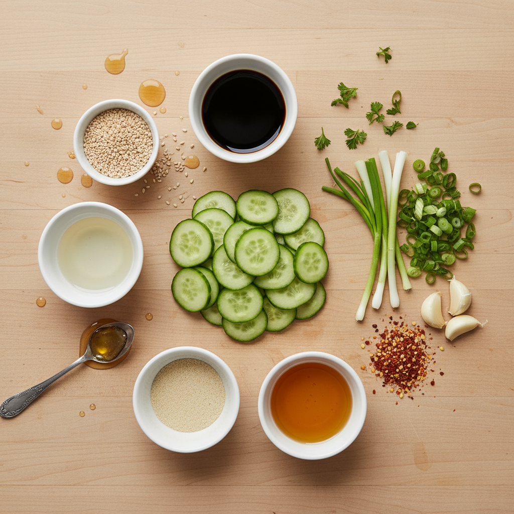 Ingredients for spicy cucumber salad