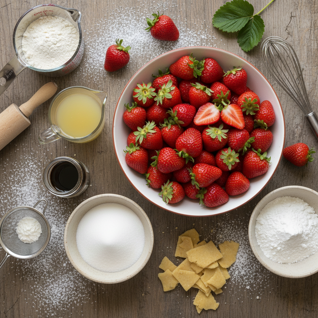 Ingredients for strawberry cobbler