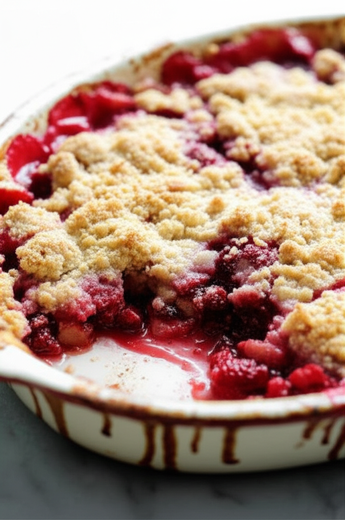 Fresh strawberries and strawberry crisp dessert