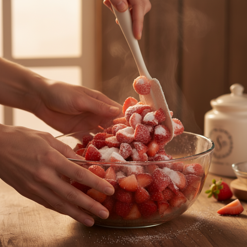 Mixing ingredients for Strawberry Crumb Bars