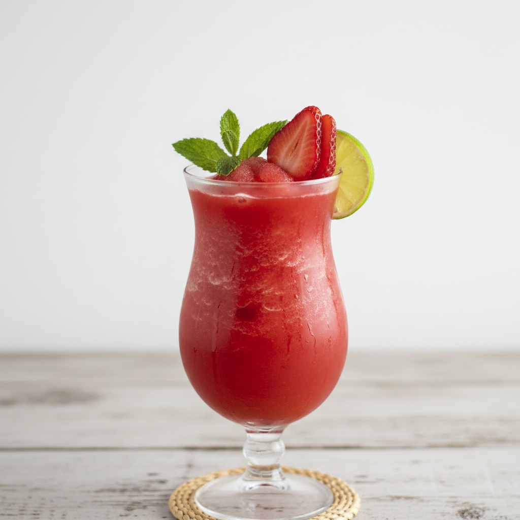 Served Strawberry Daiquiri with Garnishes