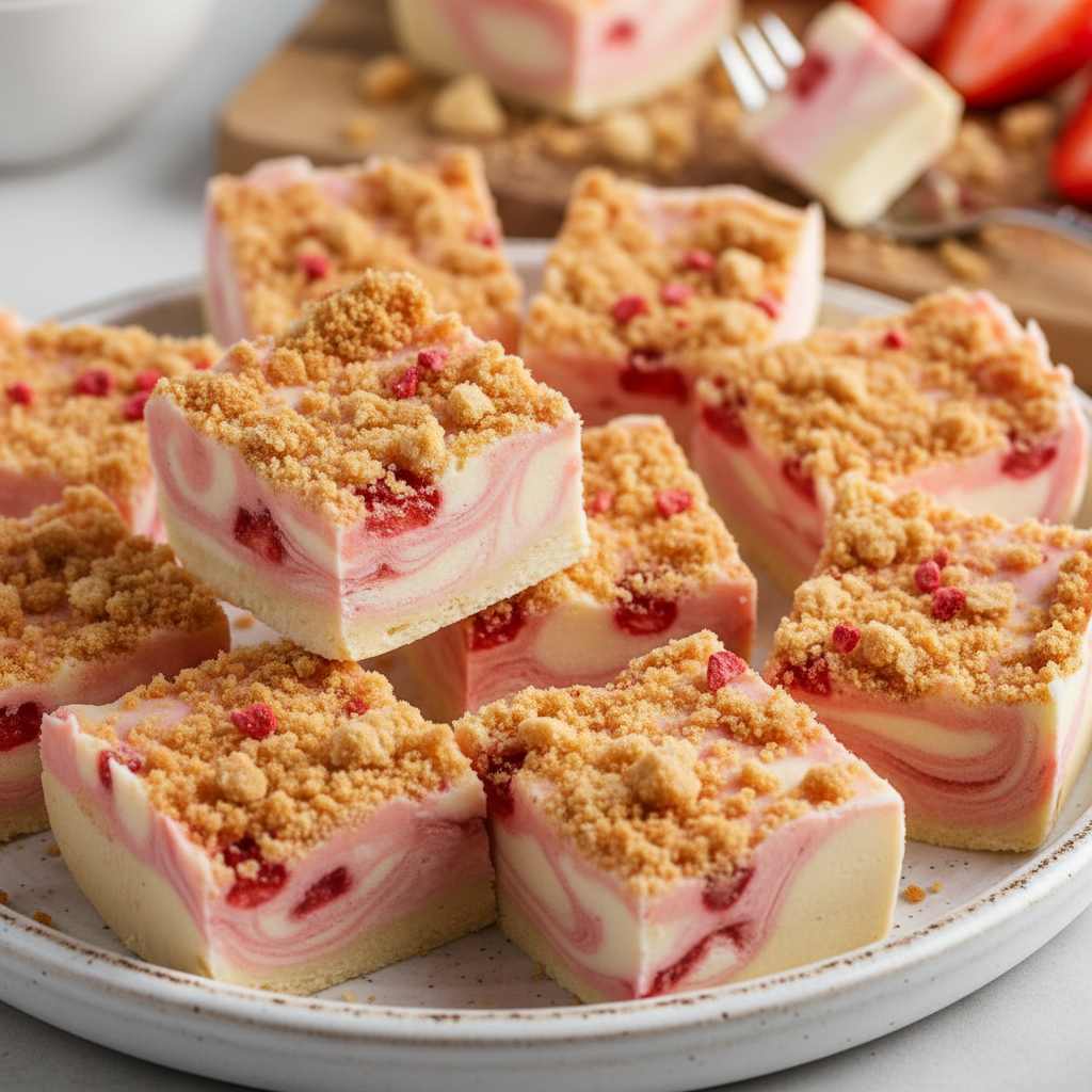 Finished strawberry shortcake fudge ready to serve