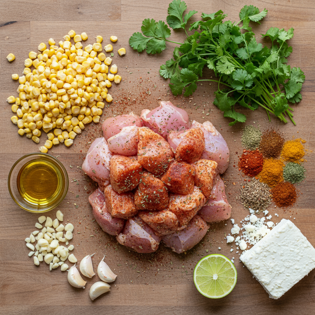 Ingredients for Street Corn Chicken Rice Bowl