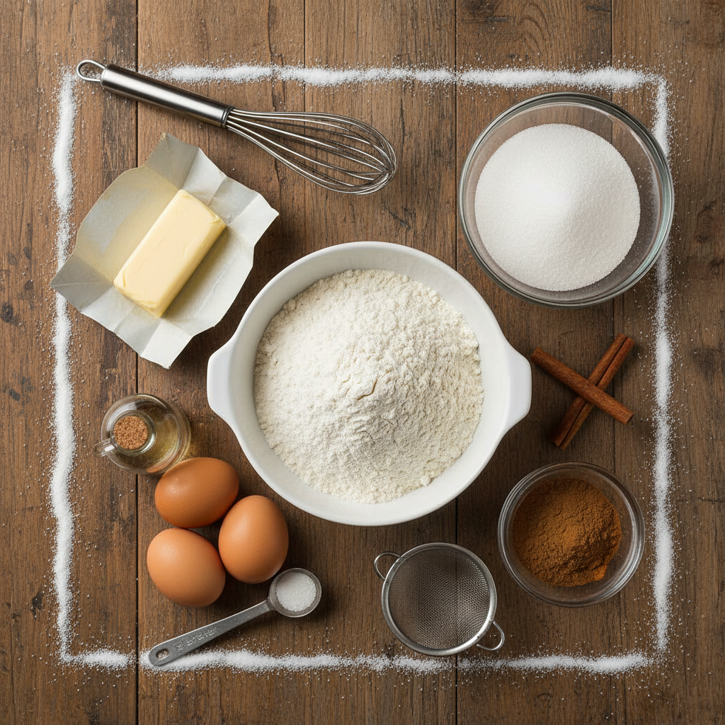 Ingredients for churro bites laid out on kitchen counter