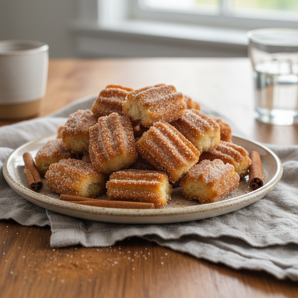 Churro bites served with dips ready to enjoy