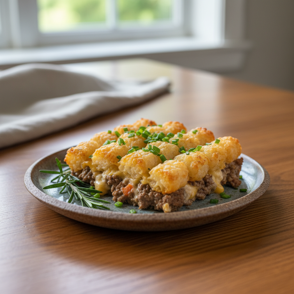 Tater tot casserole with sides and reheating tips
