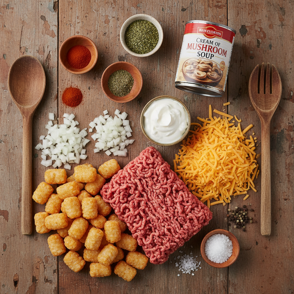 Ingredients for tater tot casserole