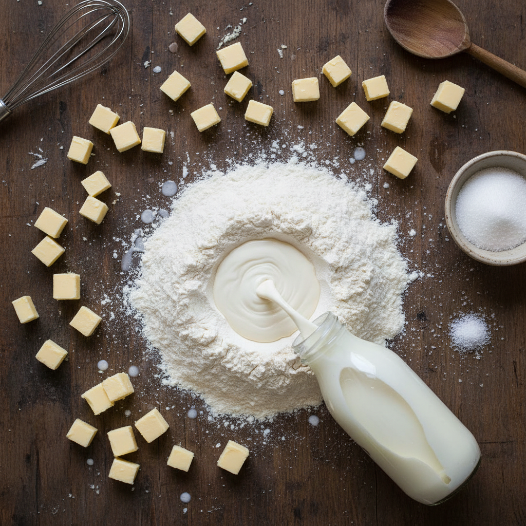 Ingredients to make buttermilk scones