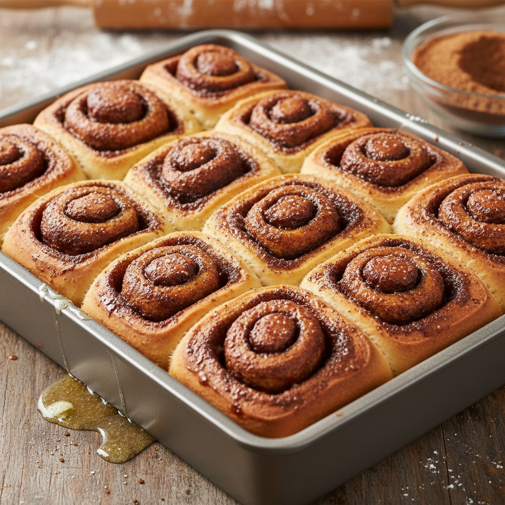 Soft and pillowy cinnamon rolls topped with cream cheese frosting