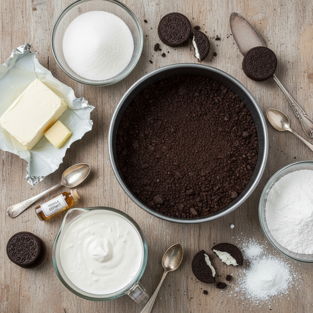 Ingredients for No Bake Oreo Cheesecake