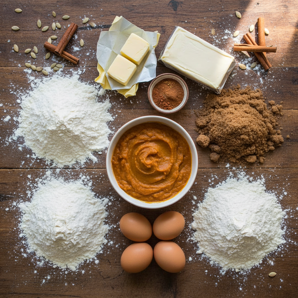 Ingredients for Pumpkin Cupcakes and Frosting