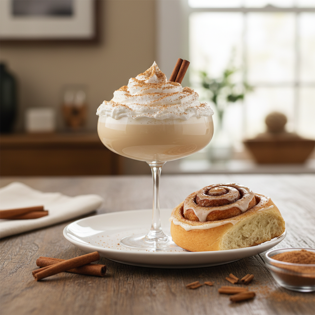 Finished Cinnamon Roll White Russian with toppings