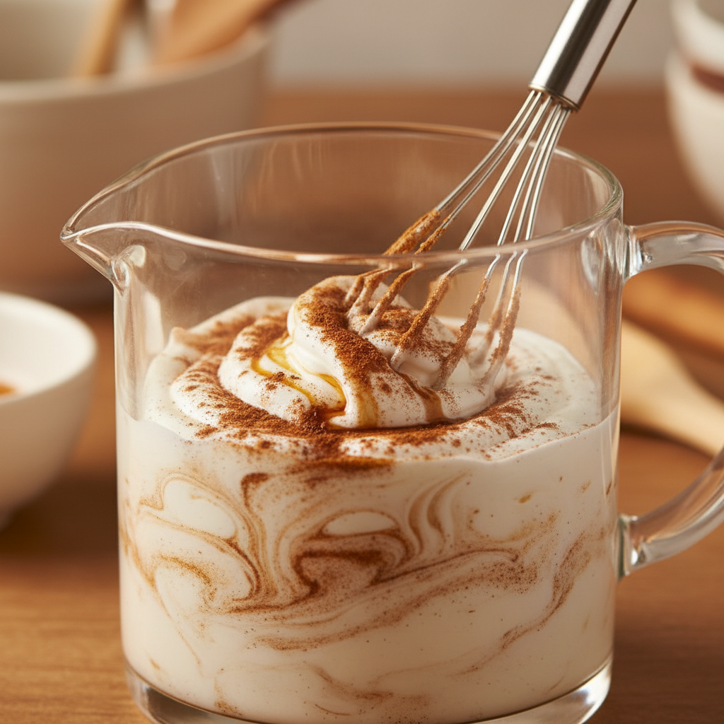 Mixing cinnamon cream for White Russian