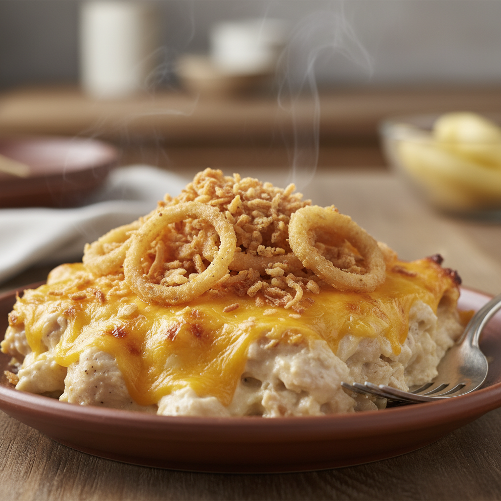 Finished Chicken Casserole ready to serve