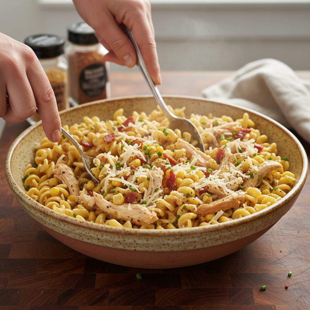 Mixing ingredients for Chicken Casserole