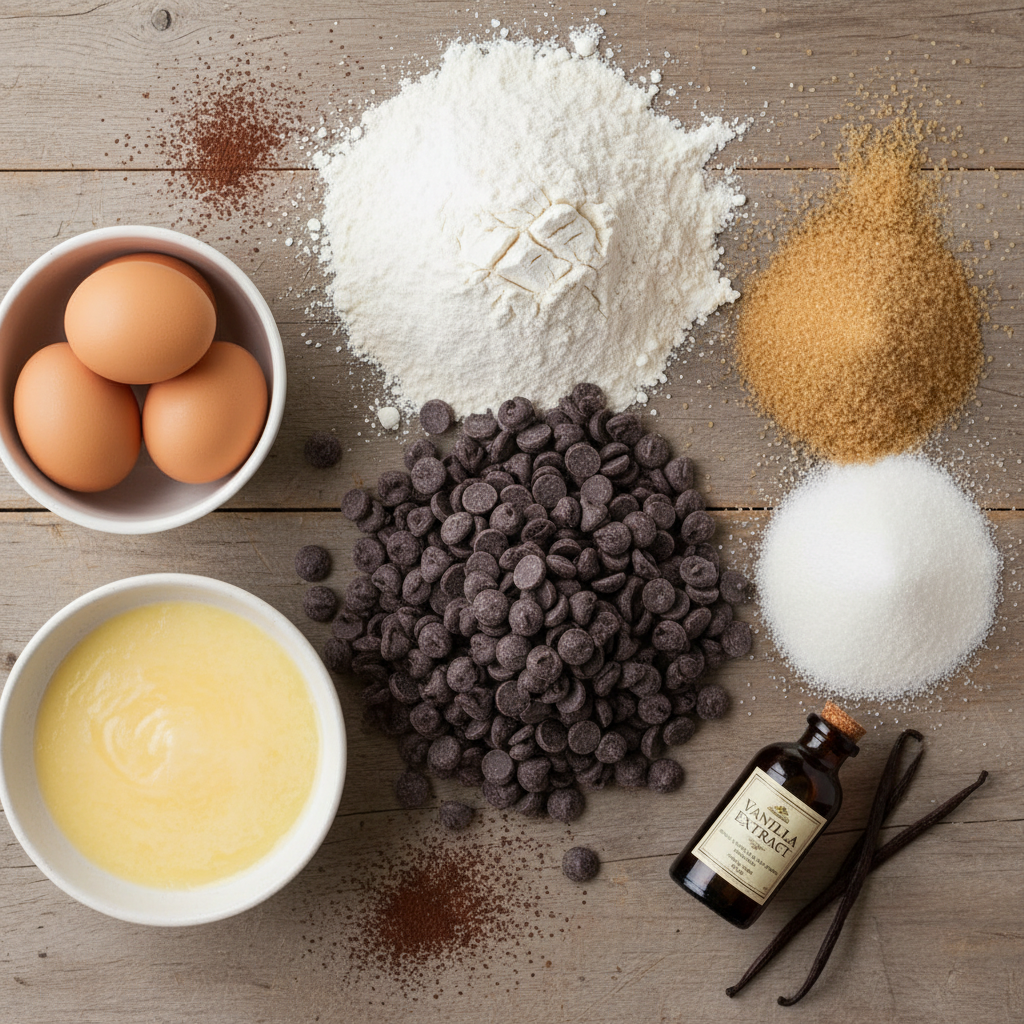 Ingredients for Ultra Thick Bakery Style Chocolate Chip Cookies