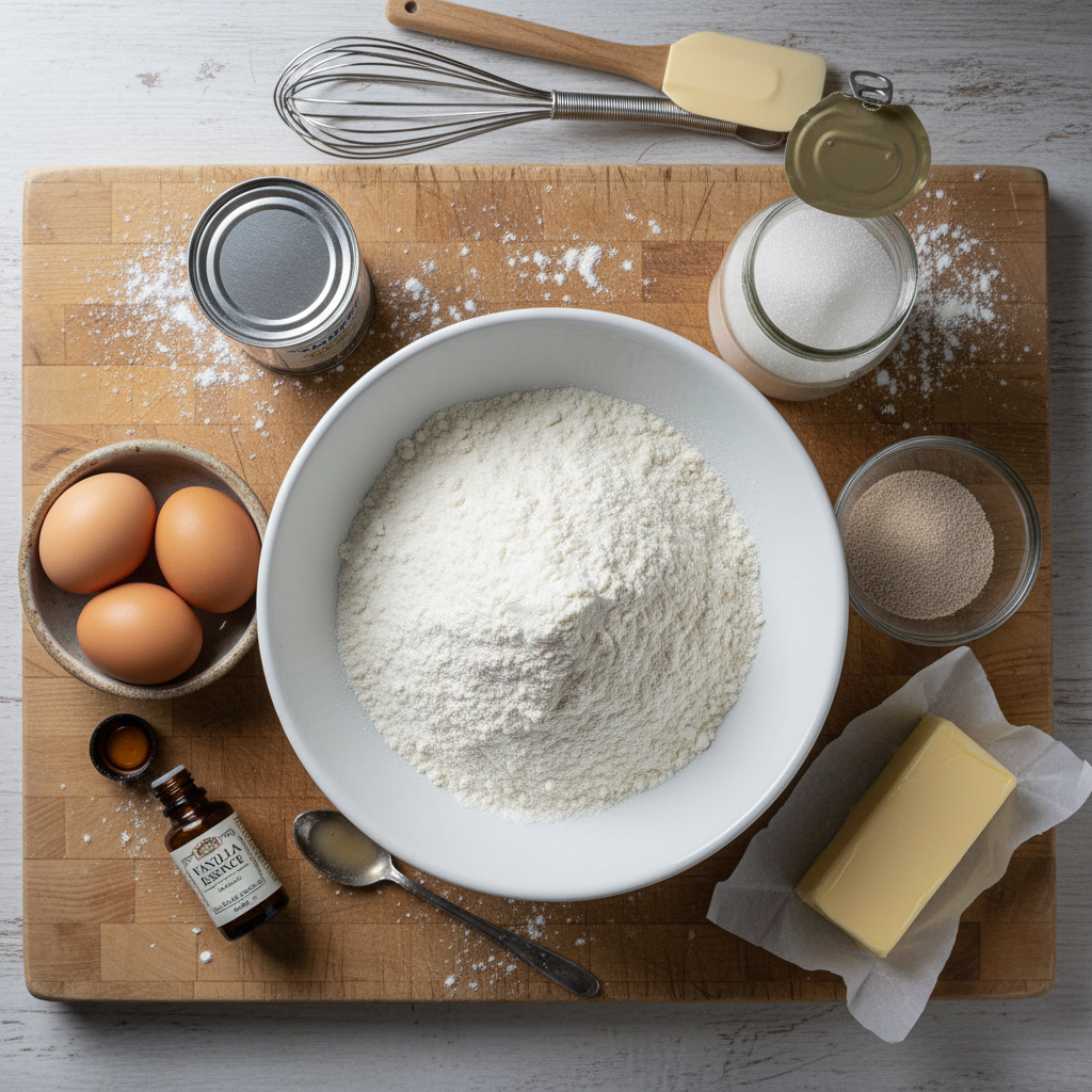 Ingredients for vanilla French beignets