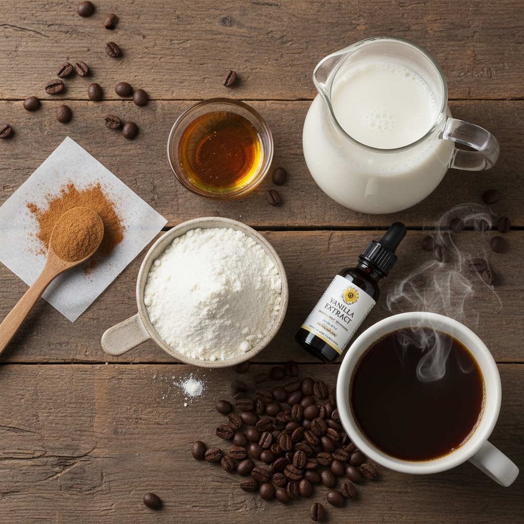 Ingredients for vanilla protein latte