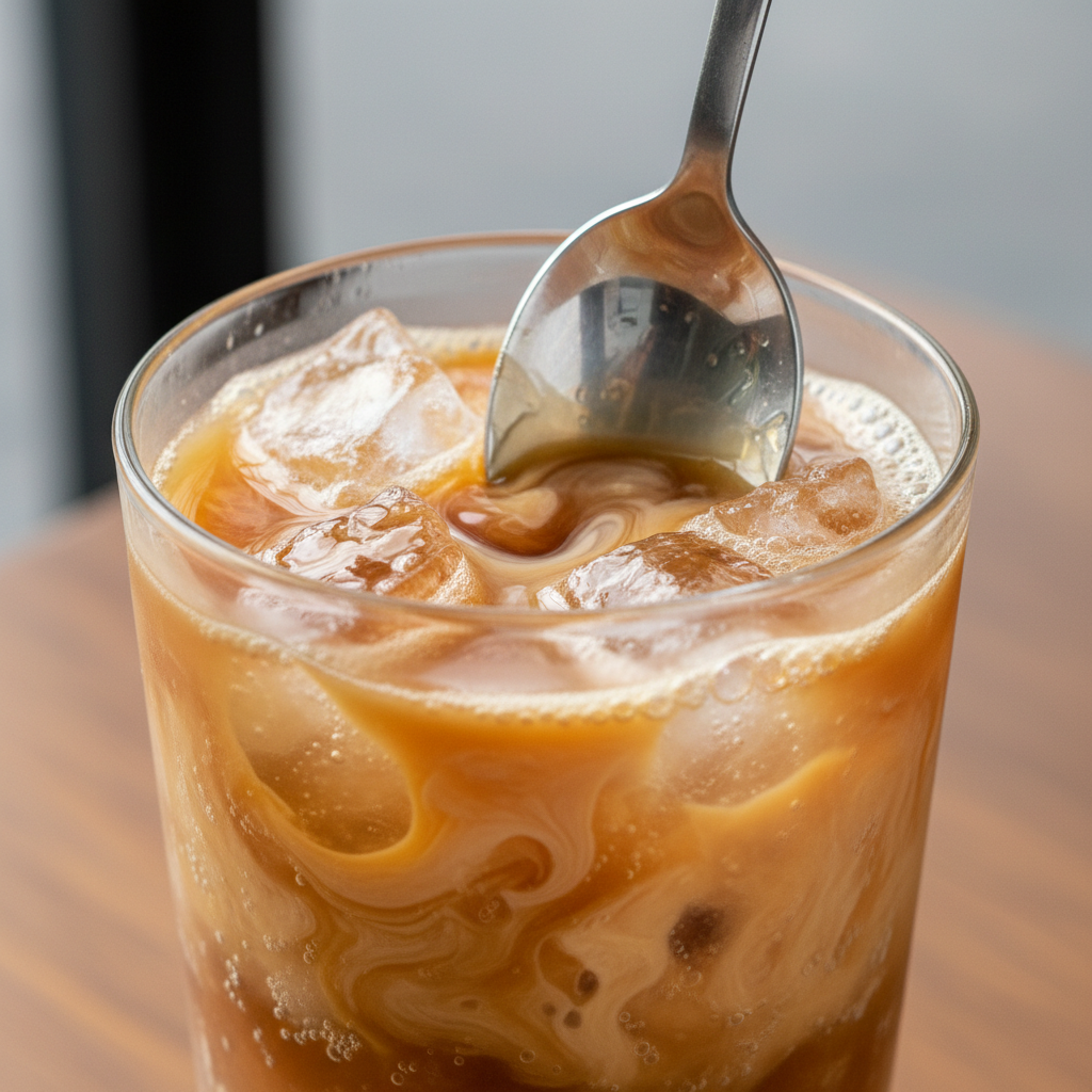 Pouring half-and-half into Vanilla Sky Dirty Soda