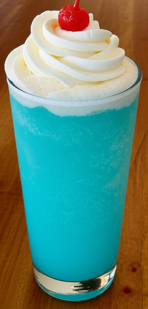 Vanilla Sky Dirty Soda in glass with whipped cream