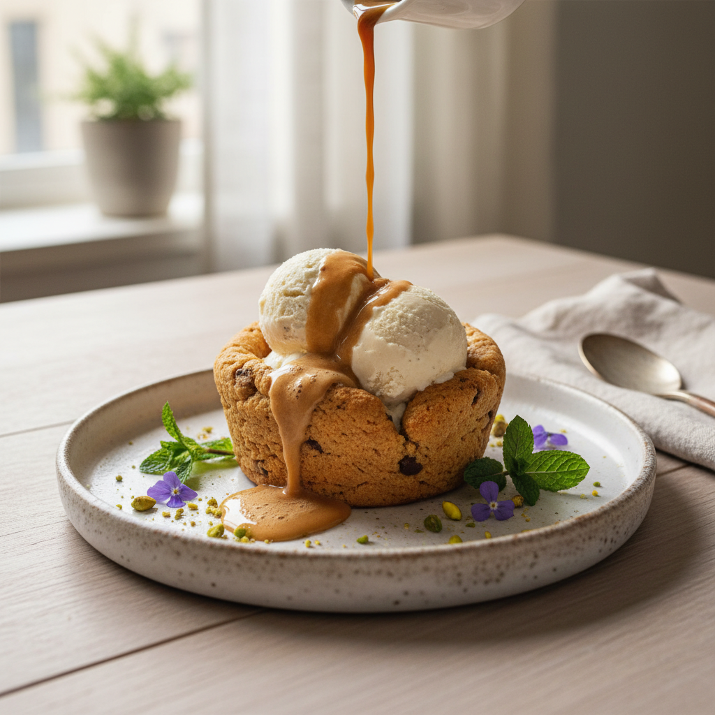 Finished vegan affogato cookie cups ready to enjoy