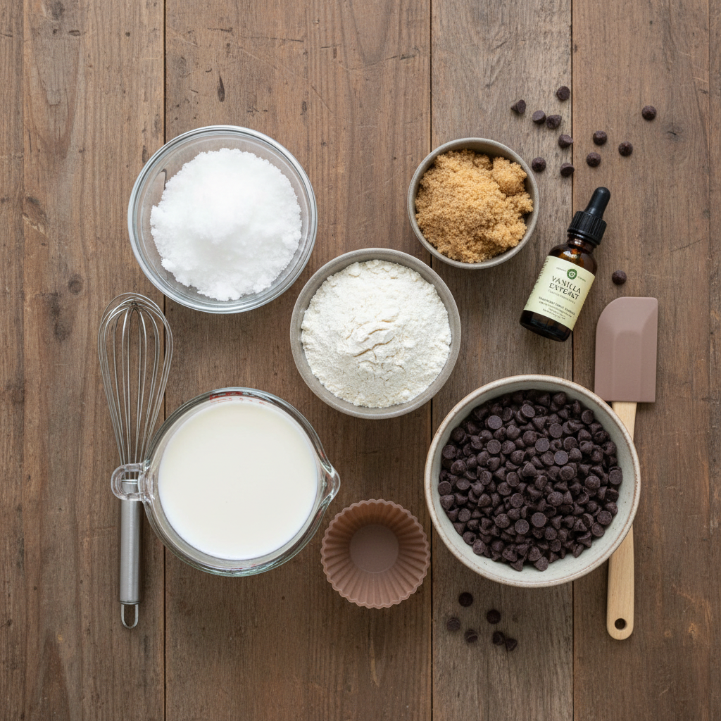 Ingredients for vegan affogato cookie cups