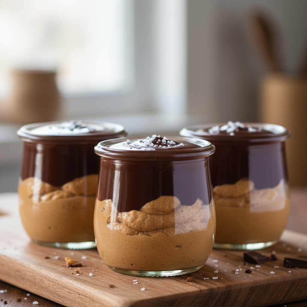 Finished peanut butter mousse with chocolate ganache