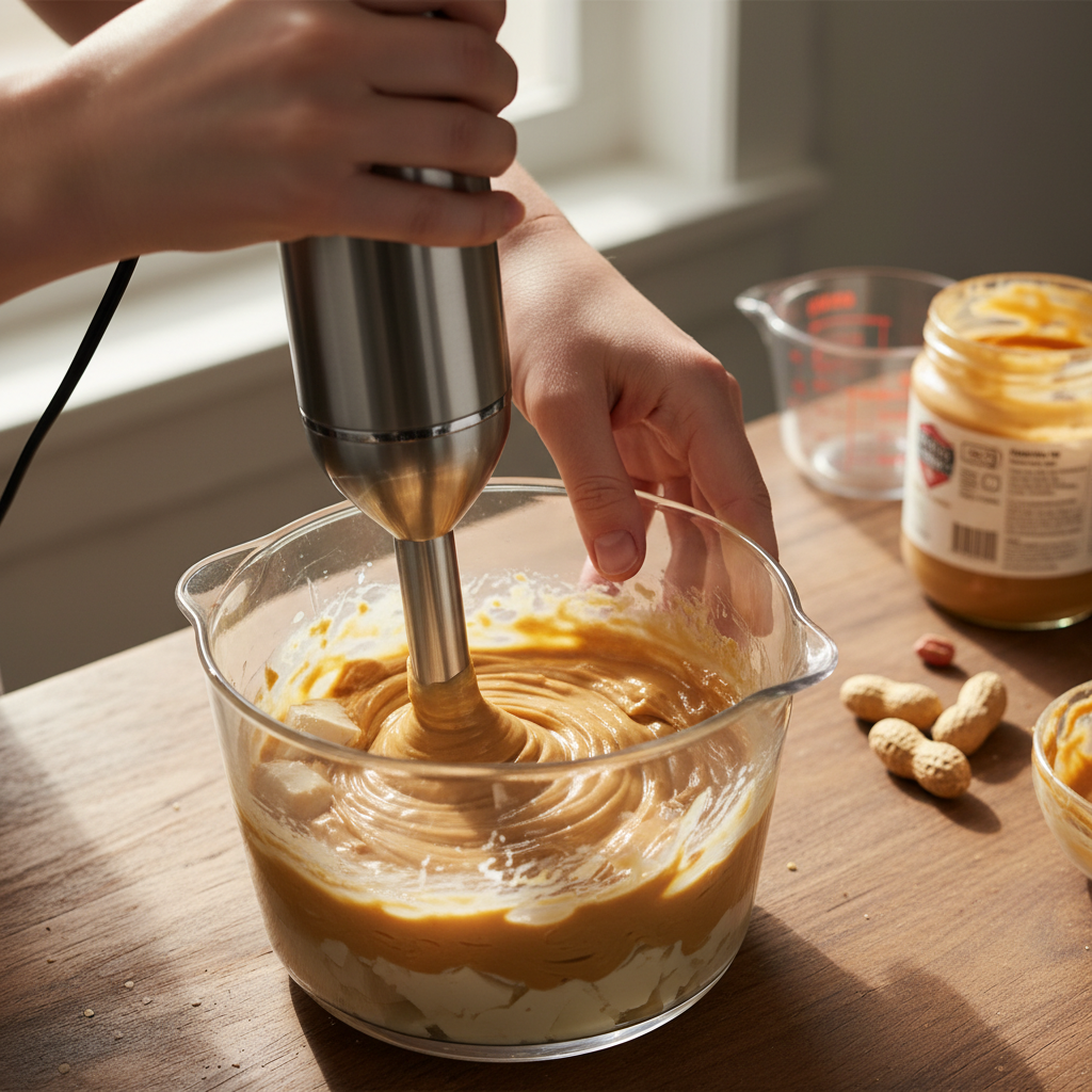 Blending tofu and peanut butter