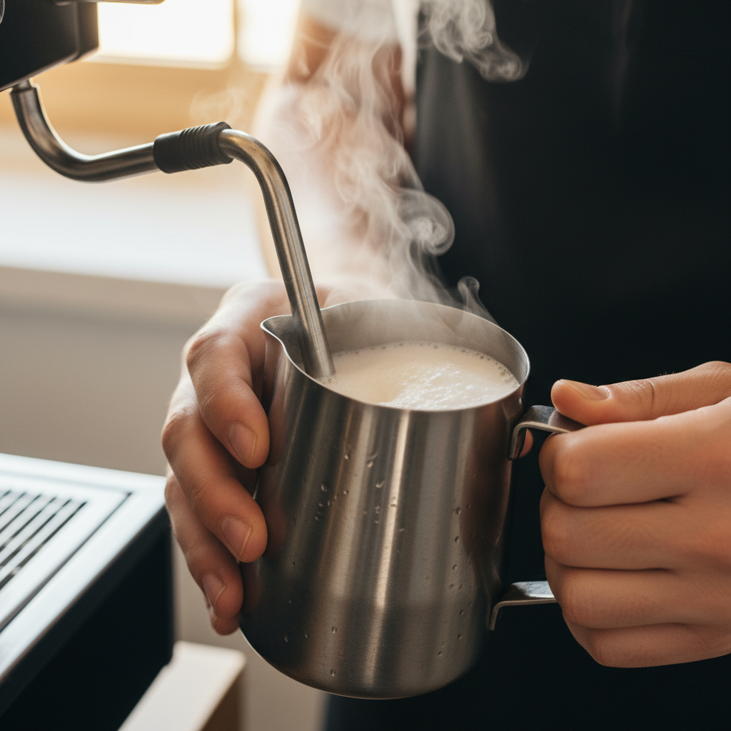 Milk frothing for Bone Dry Cappuccino