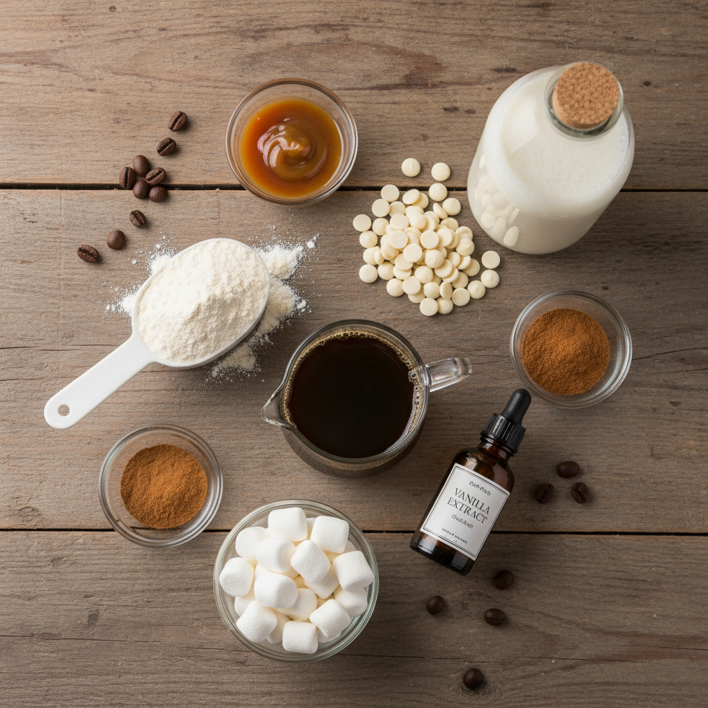 Ingredients for white mocha protein coffee