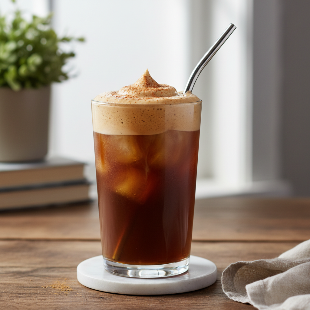 Finished cinnamon oat milk foam cold brew ready to drink