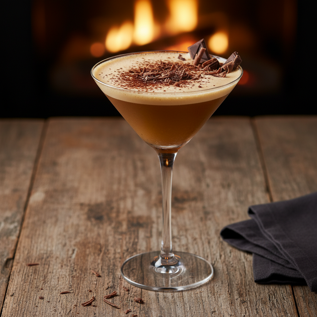 Close up of the finished tiramisu coffee martini