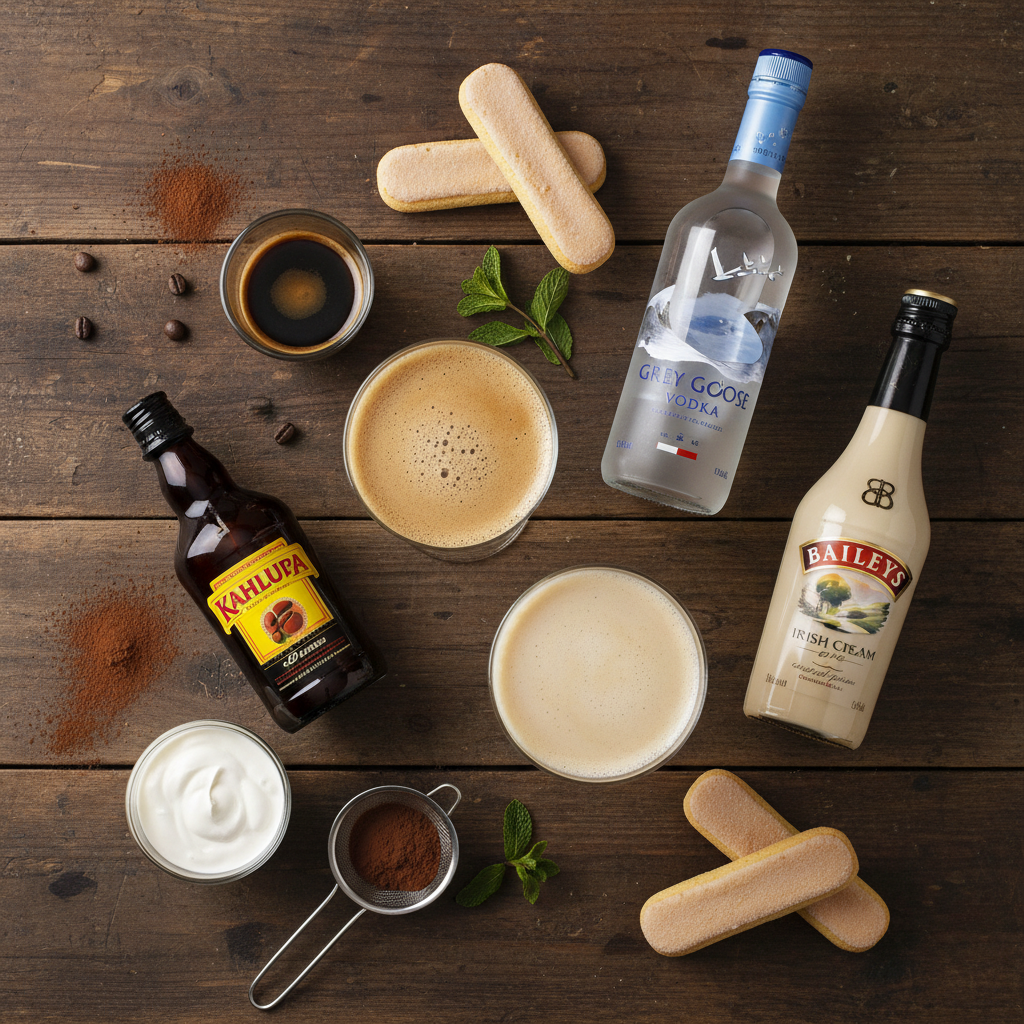 Ingredients for tiramisu coffee martini