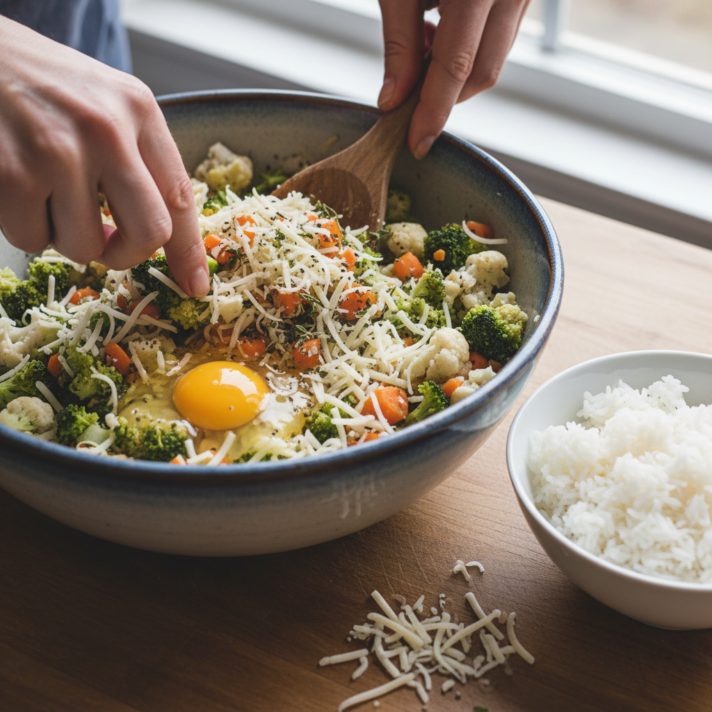 Mixing ingredients for rice balls