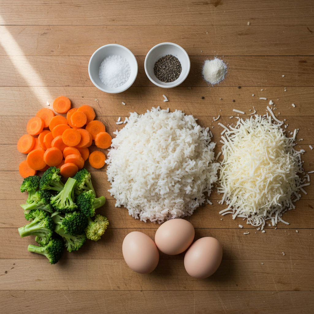 Ingredients for vegetable rice balls