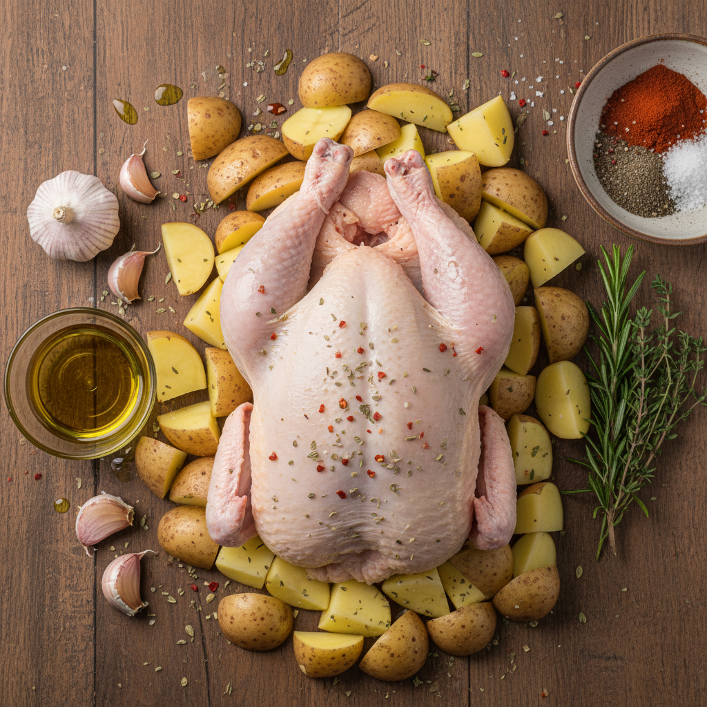 Ingredients for Garlic-Parmesan Crockpot Chicken and Potatoes