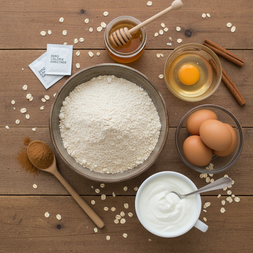 Ingredients for cinnamon protein crepe rolls