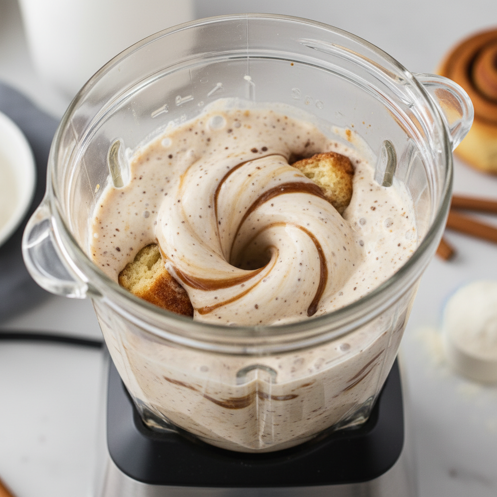Blended Cinnamon Roll Protein Shake creamy texture