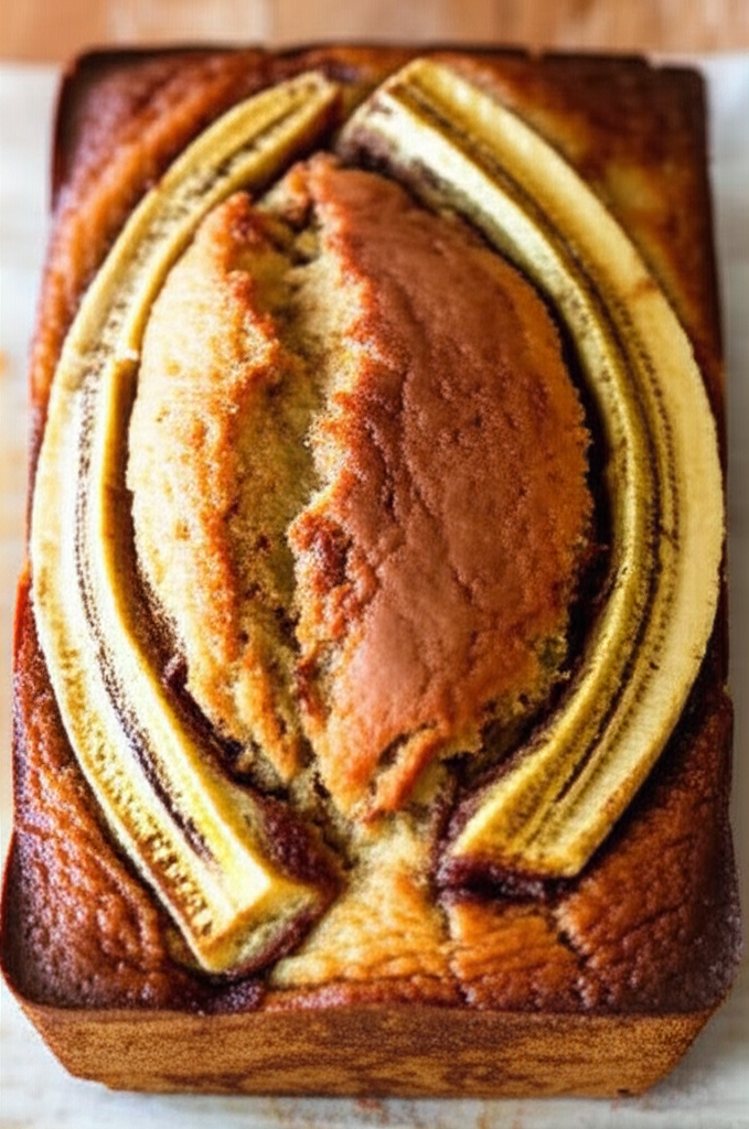 Cinnamon Swirl Banana Bread loaf sliced on plate