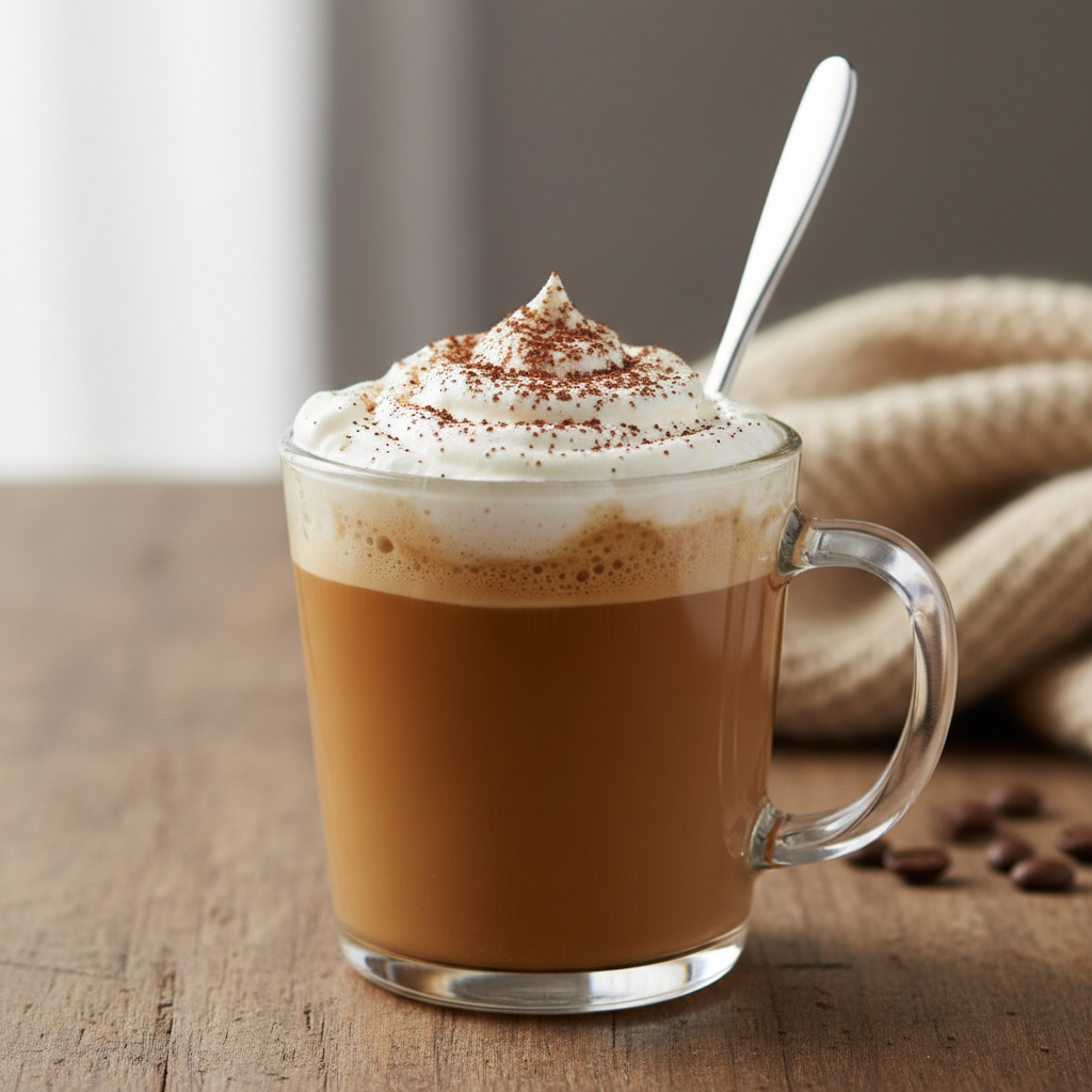 Final served Classic Baileys Irish Coffee with whipped cream and garnish