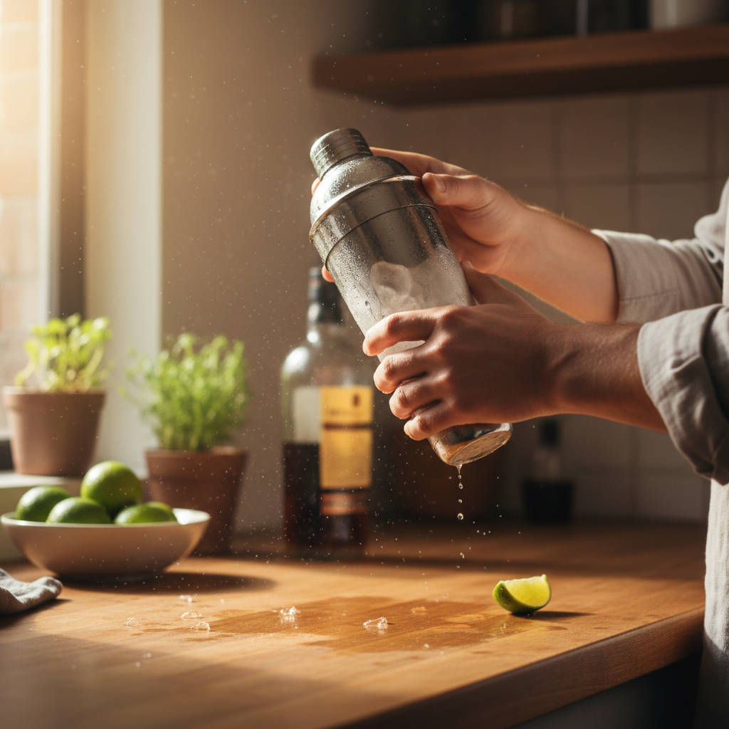 Ingredients for classic daiquiri: white rum, lime, simple syrup, ice