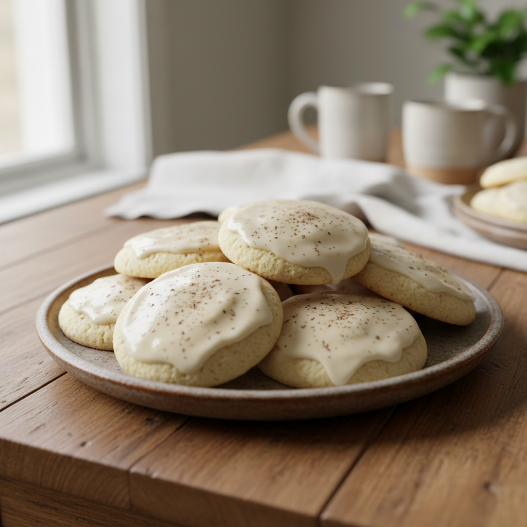 Classic Eggnog Sugar Cookies glazed and cooling on a rack, ready to enjoy