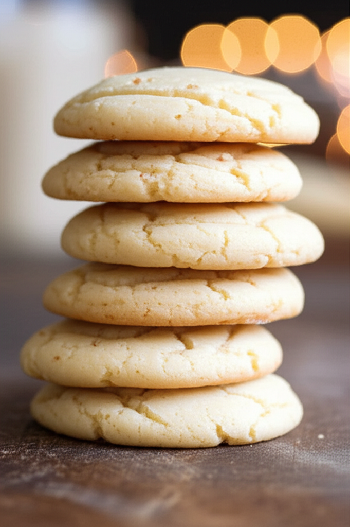 Freshly baked Classic Eggnog Sugar Cookies displayed on a holiday tray