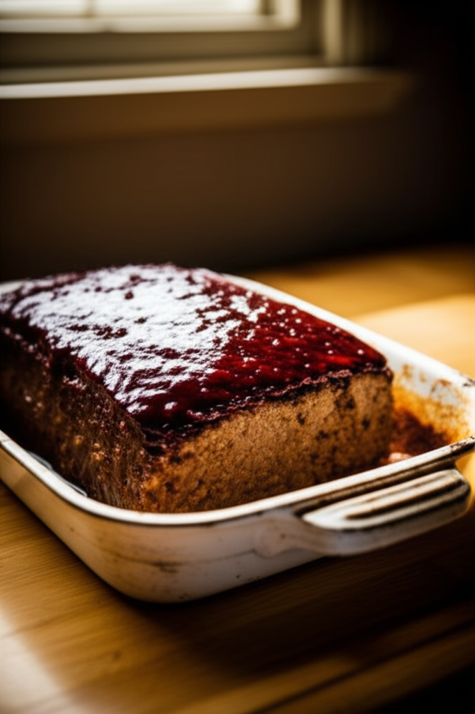 Delicious classic meatloaf on a serving plate