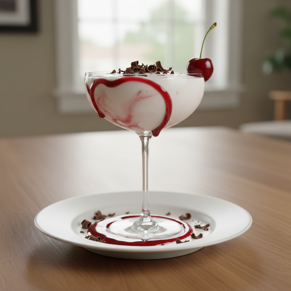 Finished Cherry White Russian cocktail with garnishes