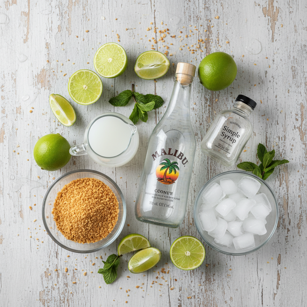 Ingredients needed for Coconut Collins cocktail