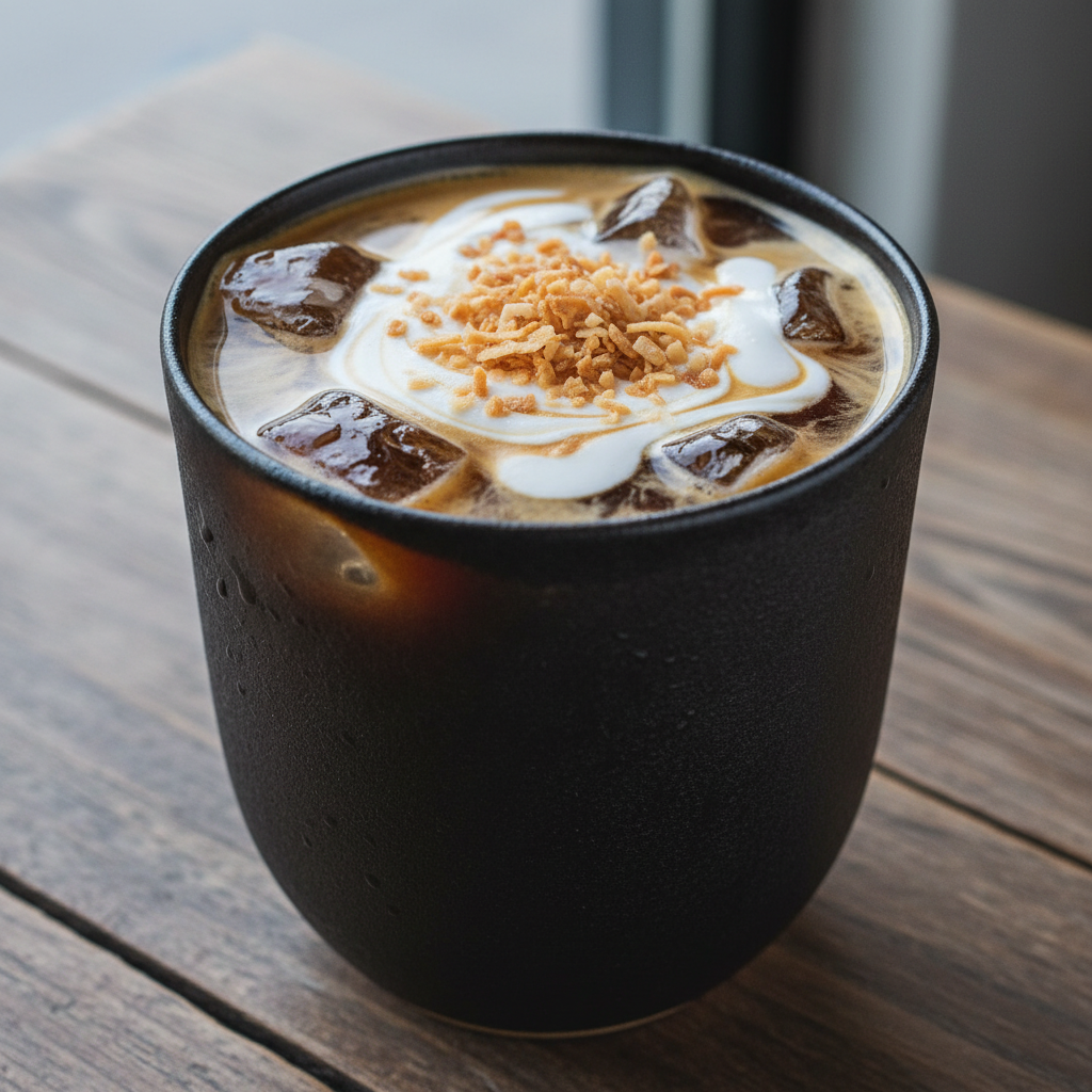 Serving the coconut cream cold brew coffee