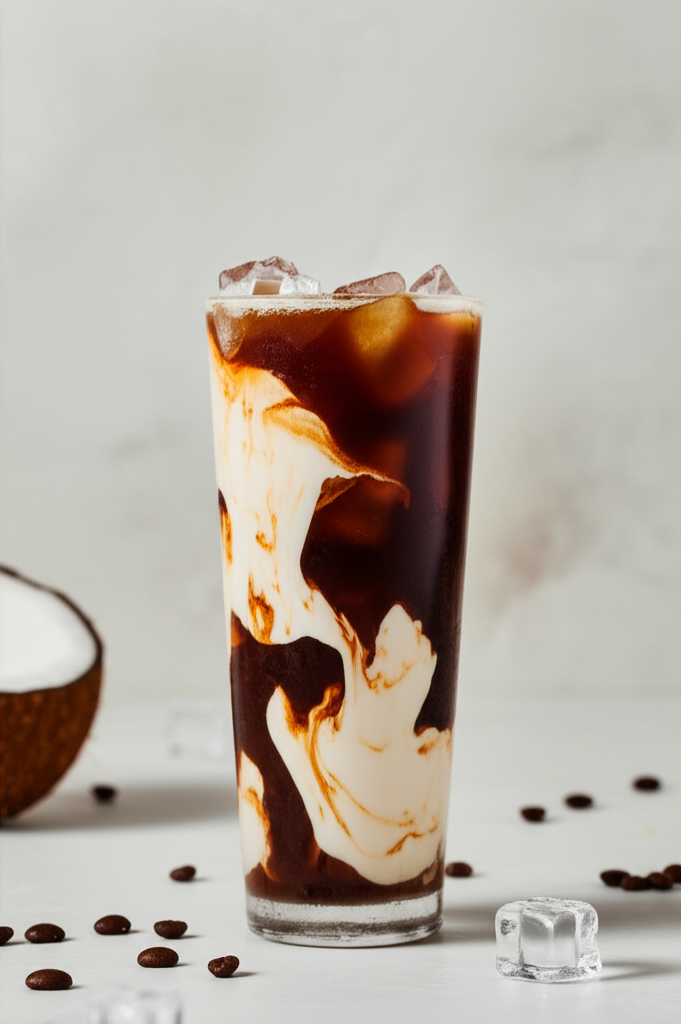 Refreshing Coconut Cream Cold Brew in a glass