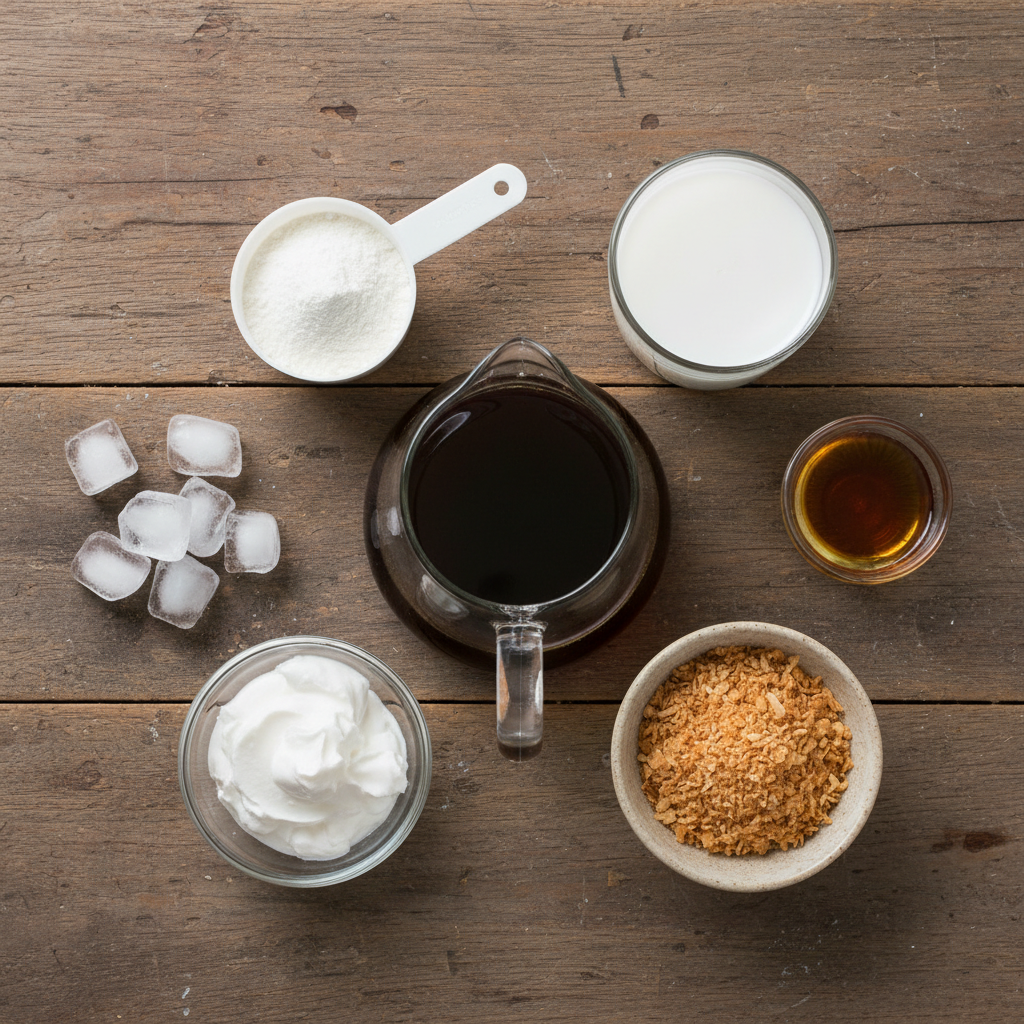 Ingredients for the Coconut Cream Protein Iced Coffee